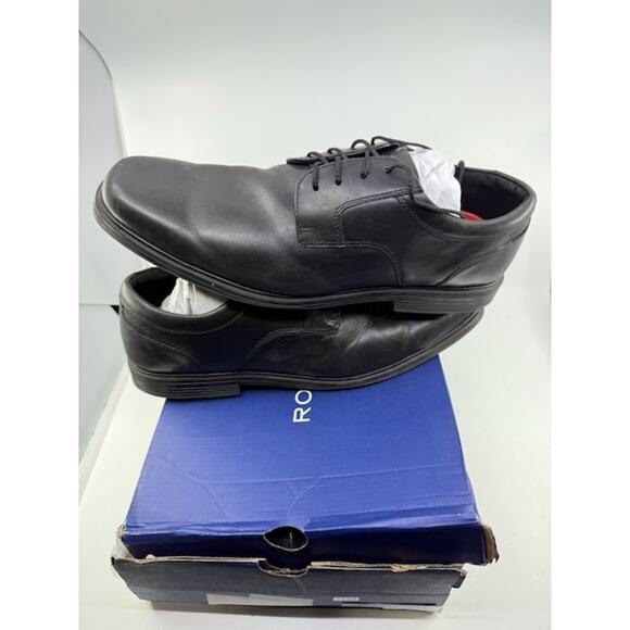 Rockport Charles Road Plain Toe Oxford Leather Shoes Lace-Up Black Mens Size 14W